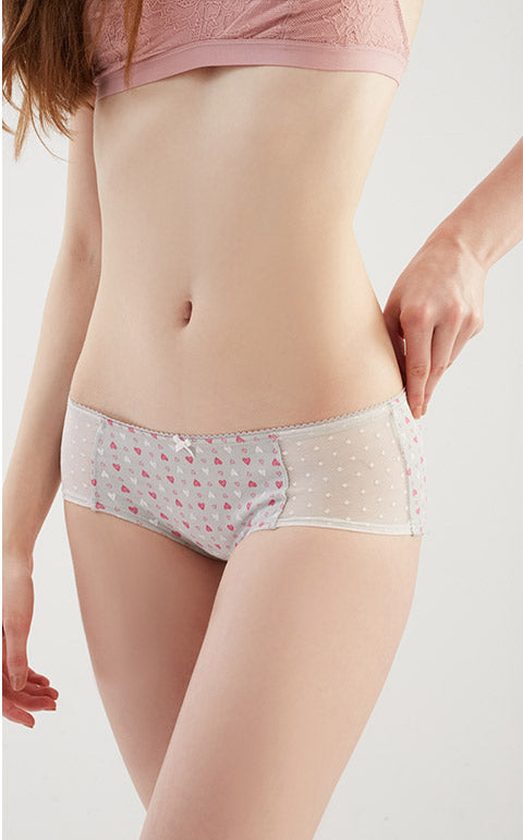 Affinity • Mid Rise Cotton Lace Front Hipster Panty - Peach Fleur 