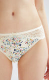 Floret • Mid Rise Floral Lace Cotton Detail Brief Panty - Peach Fleur 