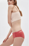 Midsummer Love Song • Mid Rise Cotton Crossed Back Brief Panty - Peach Fleur 