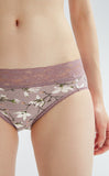 SPRING • Mid Rise Cotton Lace Waist Menstrual Brief Panty - Peach Fleur 