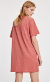 Retro • Round Neck Short Sleeve Shirt Dress - Peach Fleur 