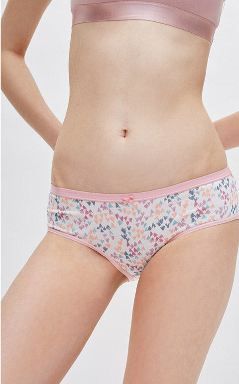 Rosy Summer • Mid Rise Cotton Crossed Back Brief Panty - Peach Fleur 