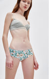 Spring Garden • Mid Rise Cotton Floral Lace Back Hipster Panty - Peach Fleur 