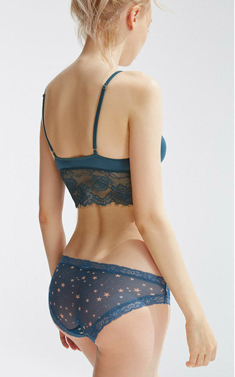 Starlight • Mid Rise Mesh Lace Detail Hipster Panty - Peach Fleur 