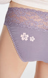 Hygiene Series • Mid Rise Cotton Stretch Lace Waist Brief Panty - Peach Fleur 