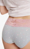 Hygiene Series • Mid Rise Cotton V Lace Waist Brief Panty - Peach Fleur 