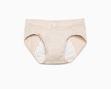 Sleep Tight • Mid Rise Cotton Lace Waist Menstrual Brief Panty - Peach Fleur 